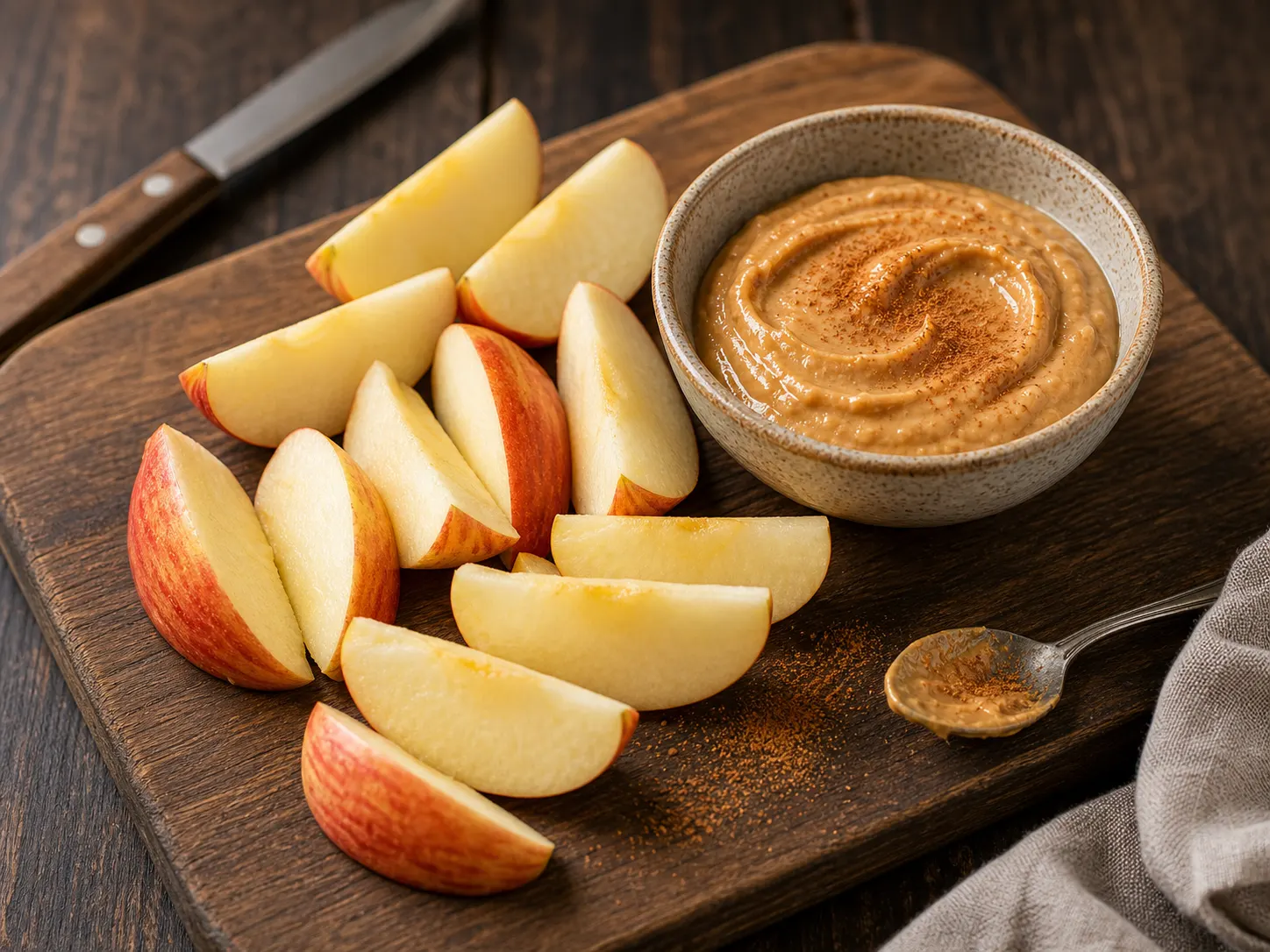 Apfel mit Erdnussbutter