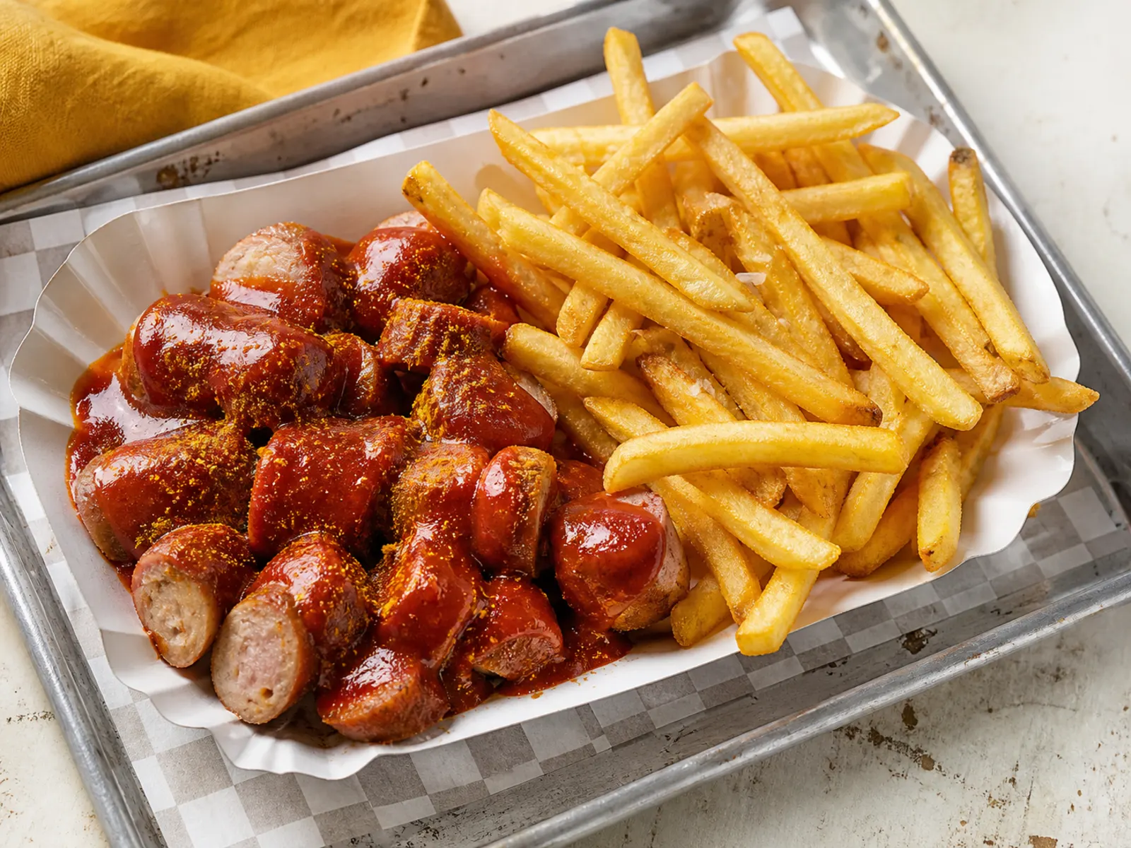 Currywurst mit Pommes