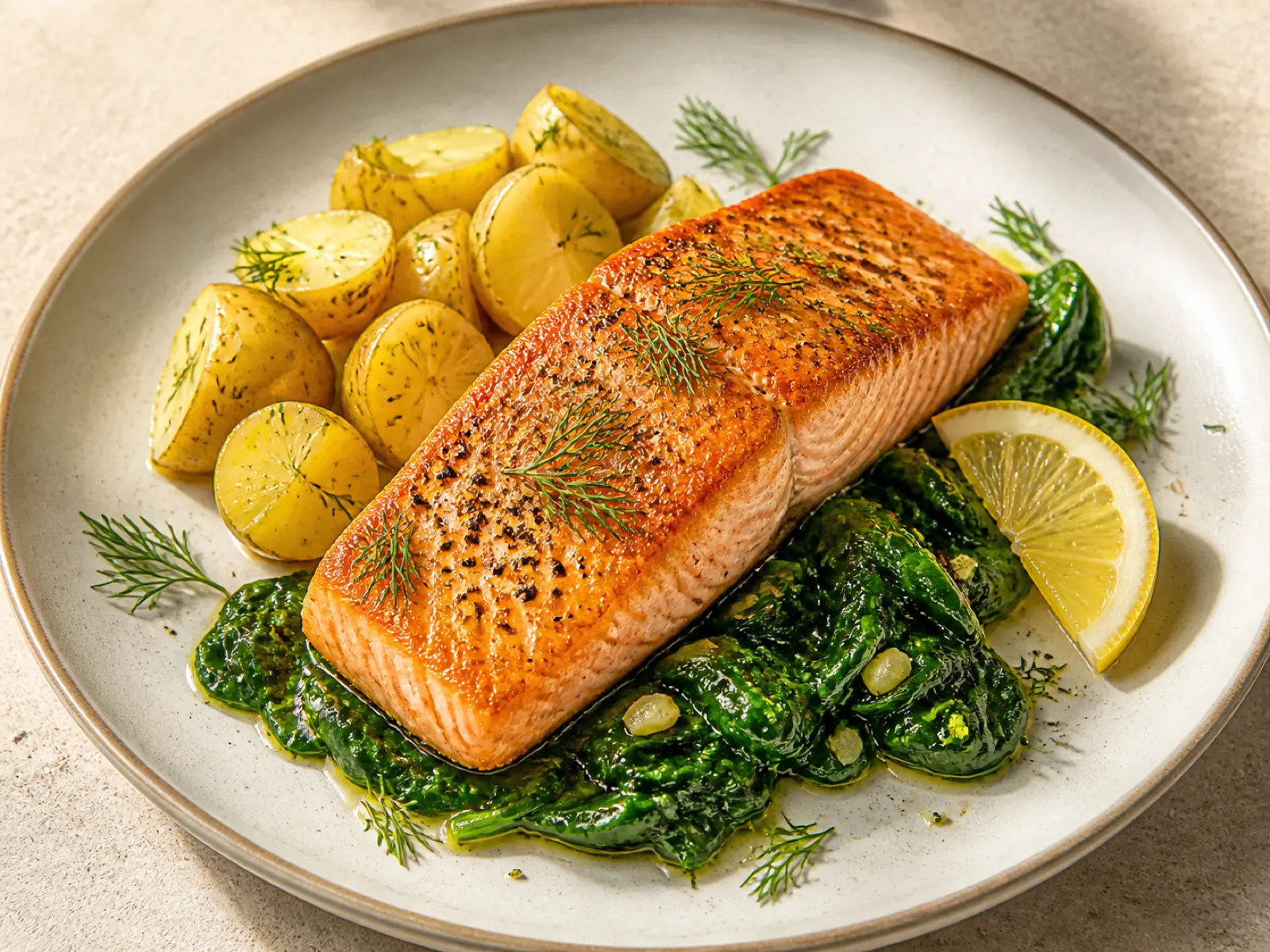Lachs mit Spinat