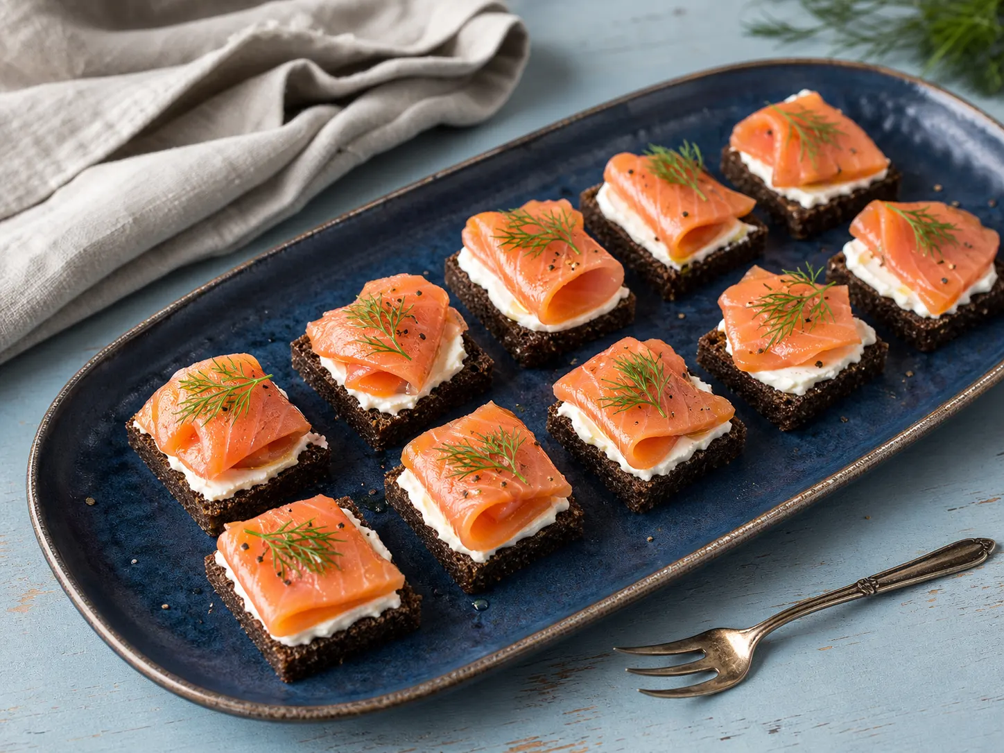 Pumpernickel-Häppchen mit Lachs