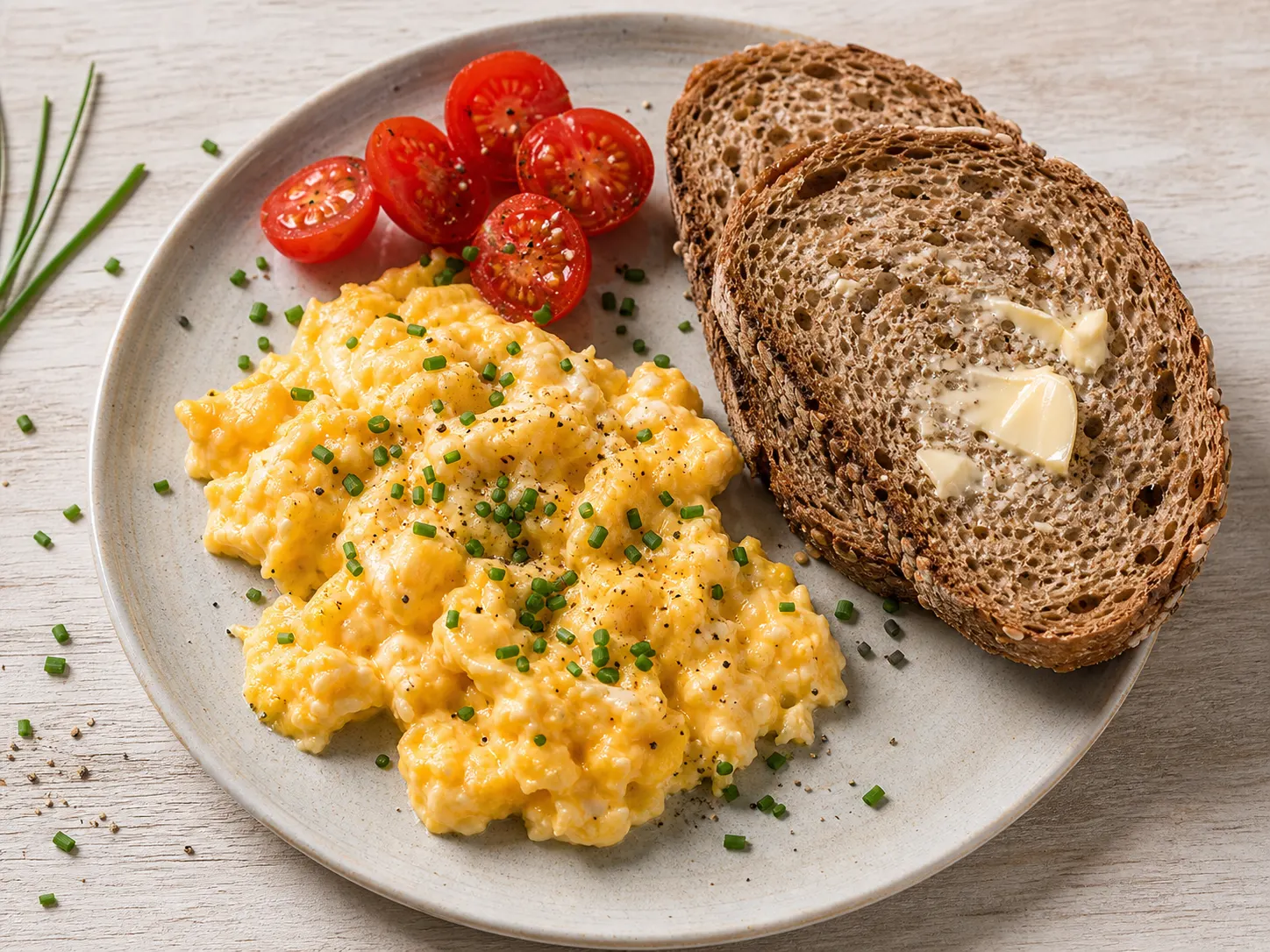 Rührei mit Vollkornbrot
